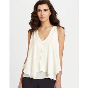 Theory Jantine Silk Flutter Blouse in White Size M